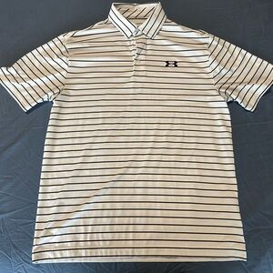 Under Armour Men's Striped Golf Polo Shirt - Black and White